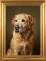 Memorial pet portrait, golden labrador classic oil painting keepsake