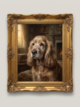 Memorial pet portrait, elderly spaniel classic oil painting keepsake
