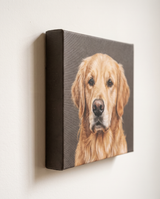 Canvas finish example, gallery-wrapped stretched canvas with visible side edge