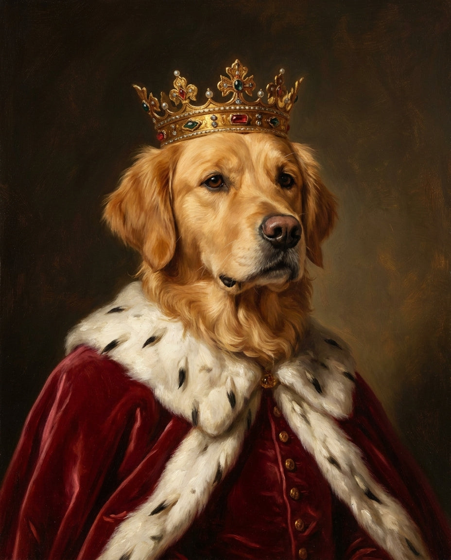Royal Renaissance portrait of a Golden Retriever