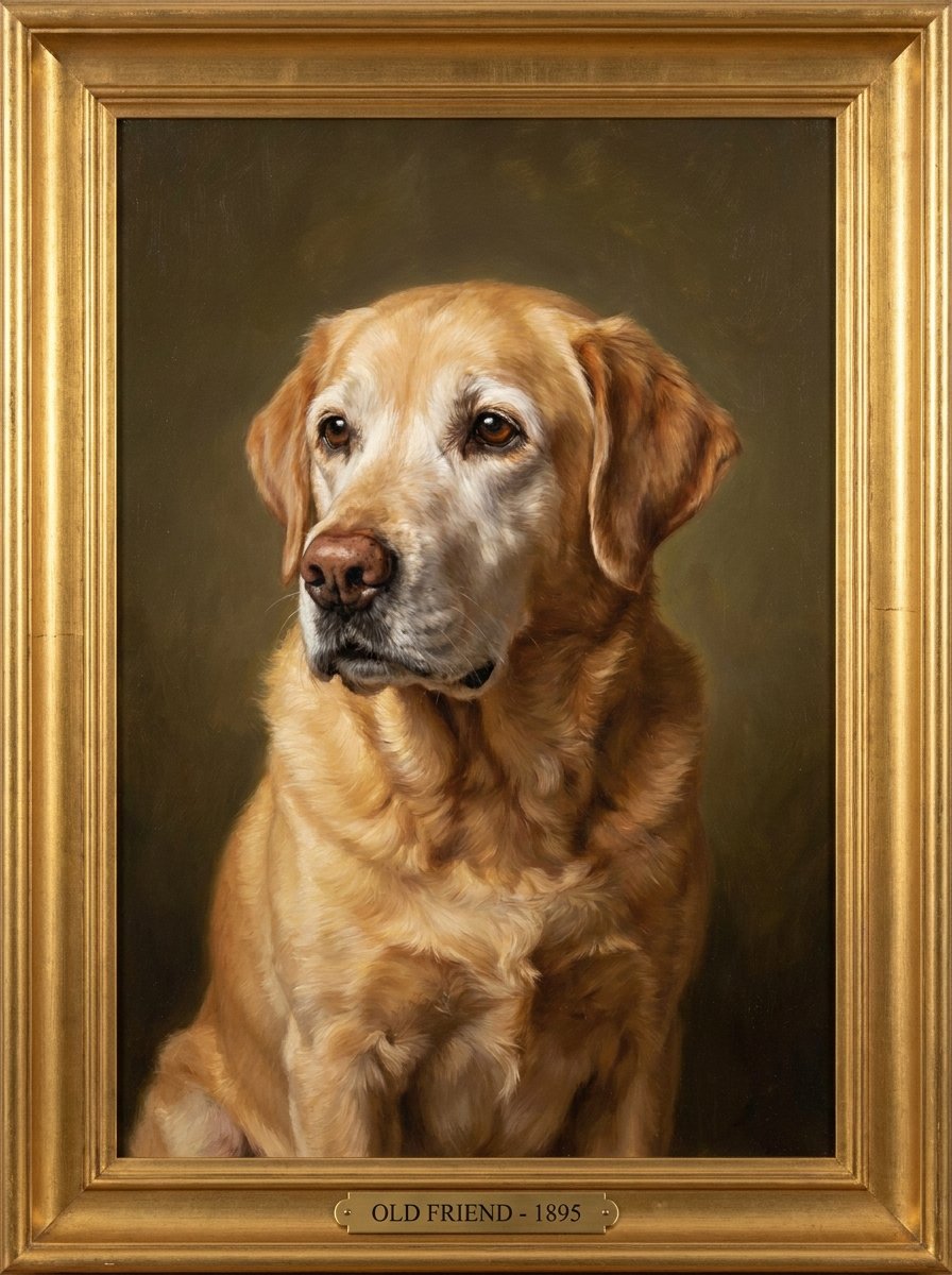A In Loving Memory | Labrador at home beside its framed portrait