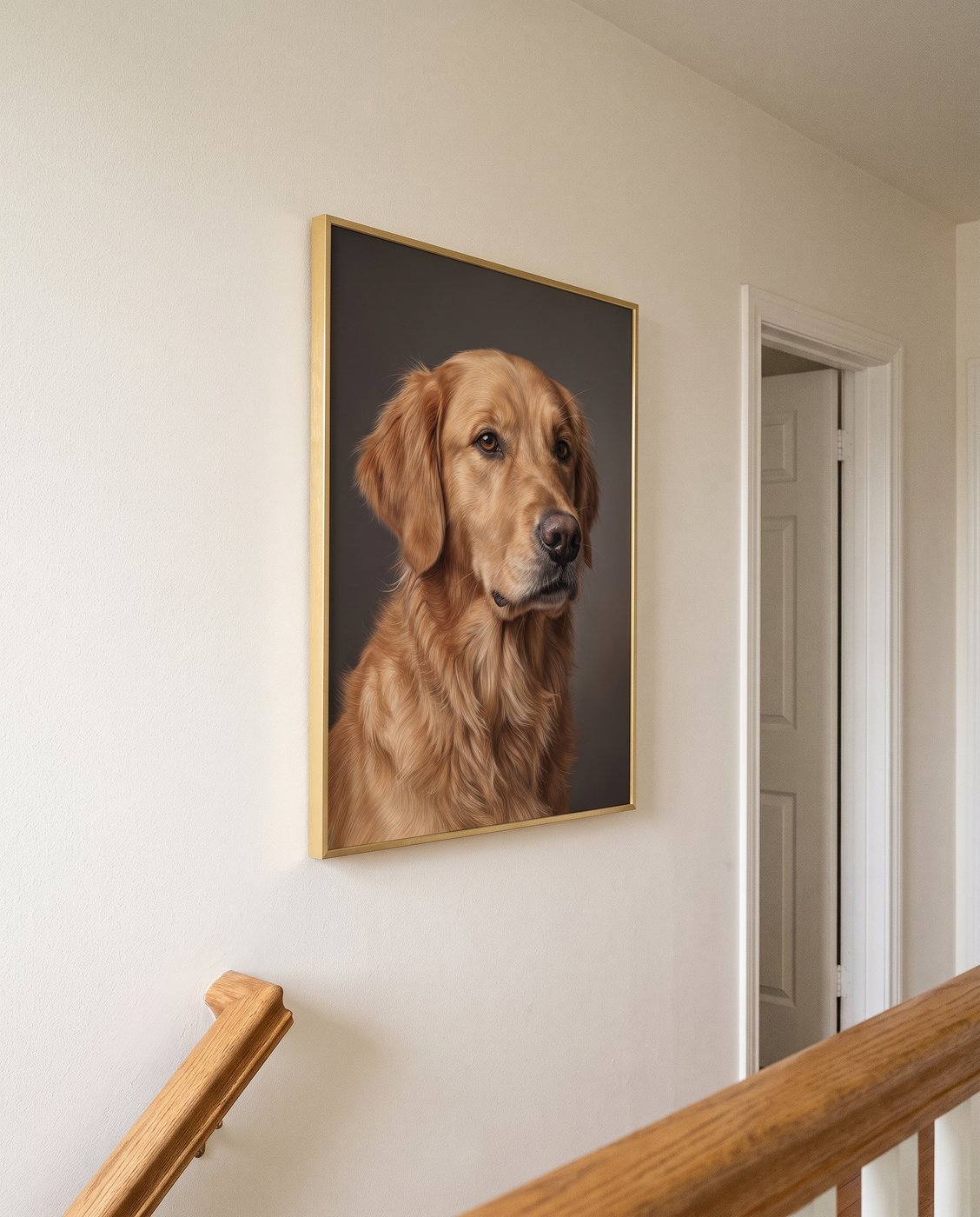 Premium framed pet portrait presented as a proof-approved keepsake