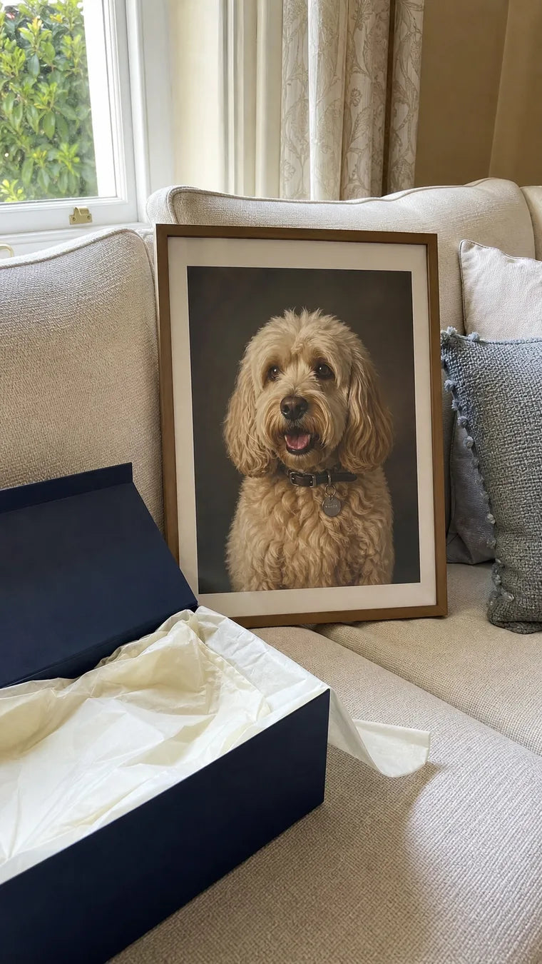 Framed portrait delivered as an anniversary surprise